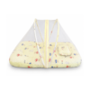 Baby Mosquito Net Bedding Set with Pillow – Soft Yellow Printed Newborn Sleeping Bed