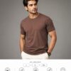 Men's Coffee Brown Cotton T-Shirt Regular Fit Round Neck Casual Plain Tee