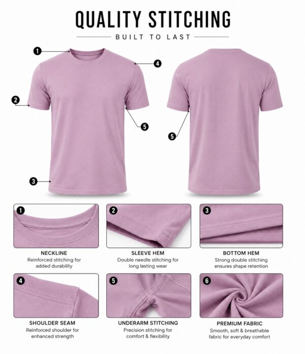 Men's Dusty Pink Cotton T-Shirt Regular Fit Round Neck Casual Plain Tee