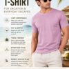 Men's Dusty Pink Cotton T-Shirt Regular Fit Round Neck Casual Plain Tee