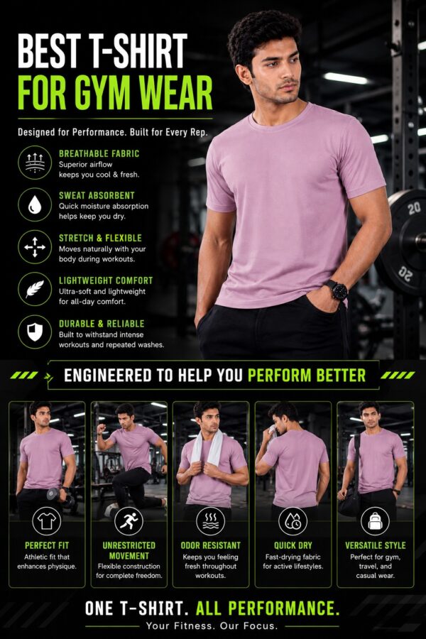 Men's Dusty Pink Cotton T-Shirt Regular Fit Round Neck Casual Plain Tee