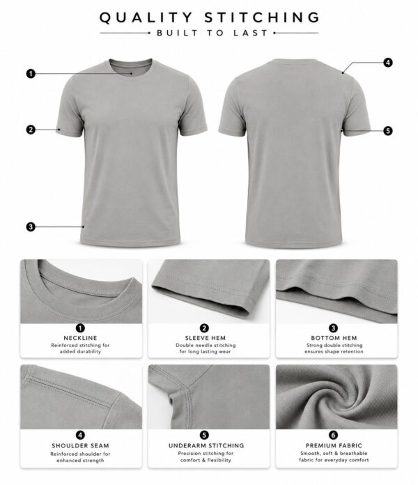 Men's Light Grey T-Shirt | Regular Fit Round Neck Half Sleeve