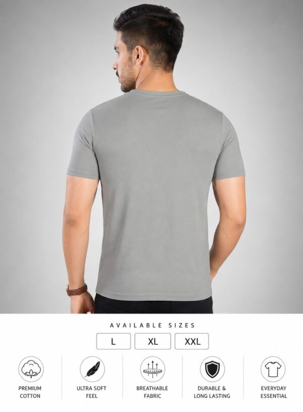 Men's Light Grey T-Shirt | Regular Fit Round Neck Half Sleeve