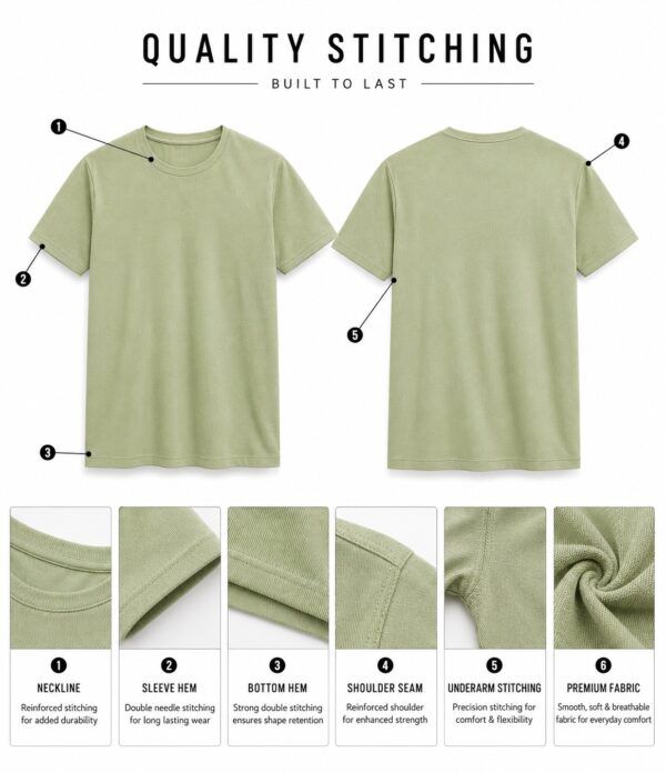 Men's Olive Green T-Shirt Regular Fit Round Neck Casual Wear