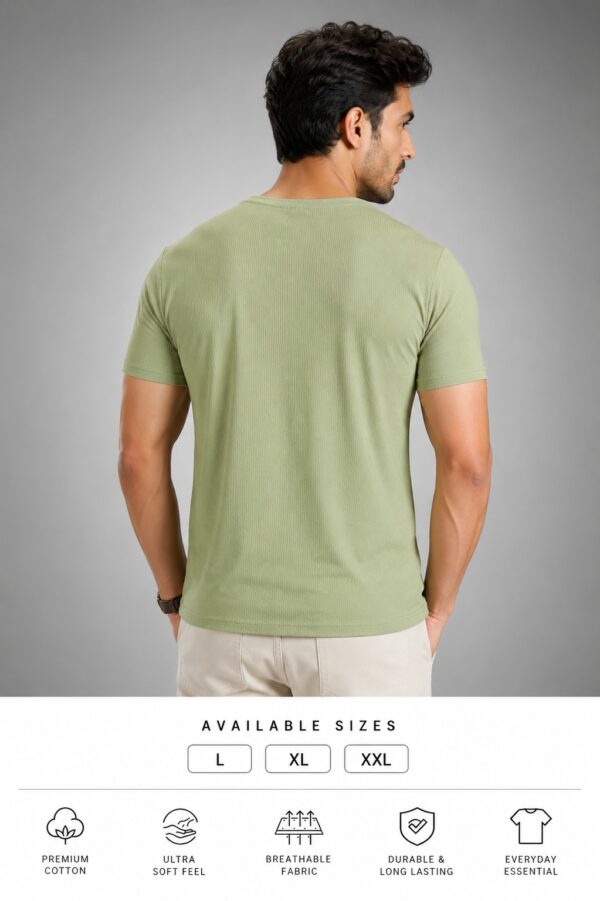 Men's Olive Green T-Shirt Regular Fit Round Neck Casual Wear