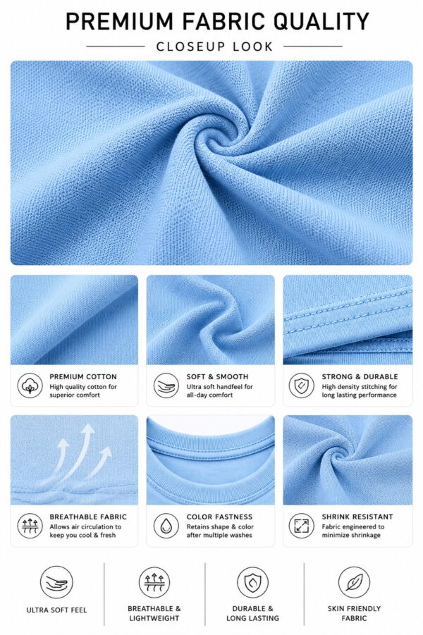Men's Sky Blue T-Shirt Regular Fit Round Neck Casual Wear