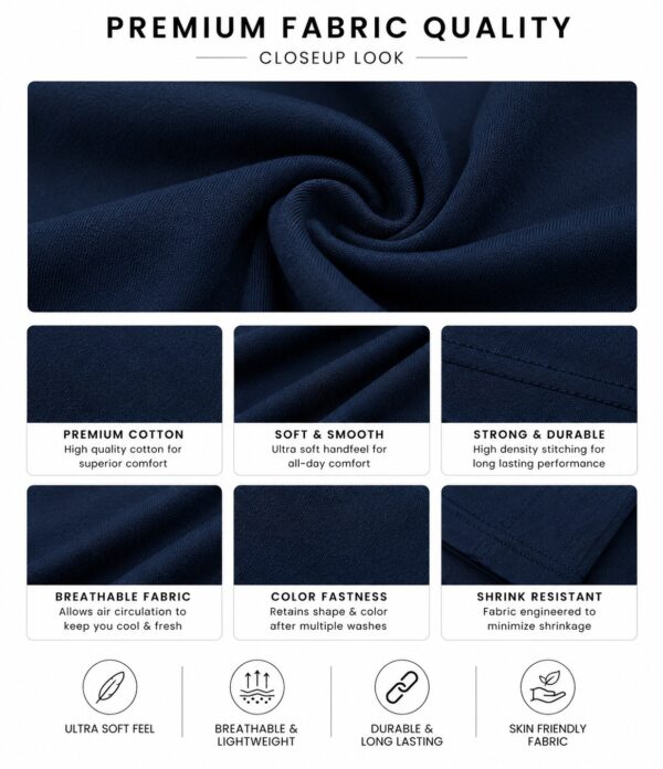 Men's Navy Blue T-Shirt Regular Fit Round Neck Casual Wear