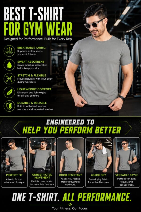 Men's Light Grey T-Shirt | Regular Fit Round Neck Half Sleeve