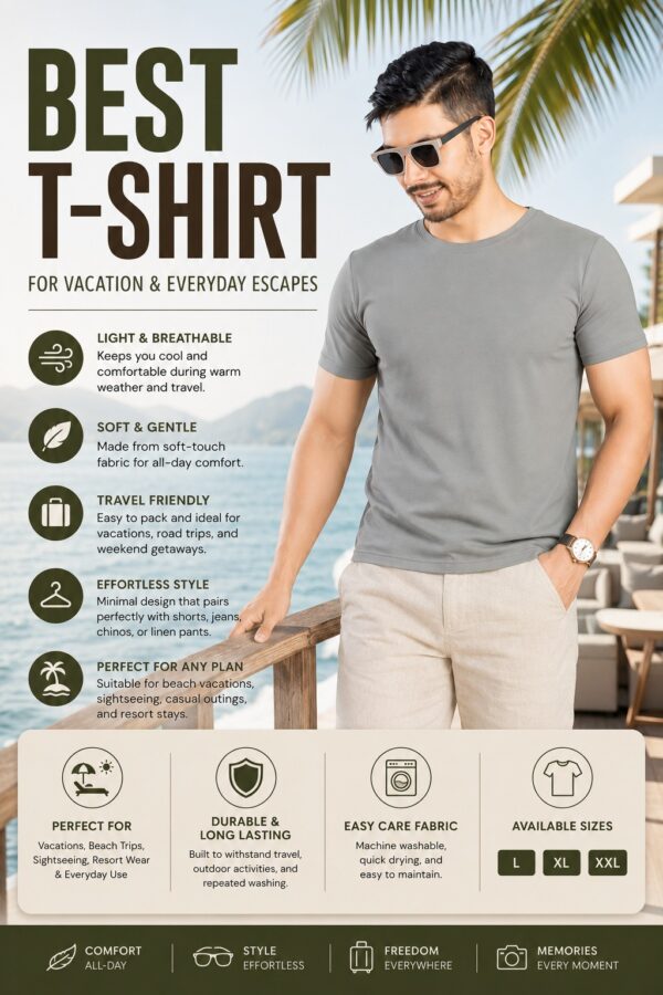 Men's Light Grey T-Shirt | Regular Fit Round Neck Half Sleeve