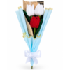 Handmade Pipe Cleaner Tulip Bouquet | 3 Stem Artificial Flower Bouquet with Premium Blue Gift Wrap | White & Red Forever Flowers