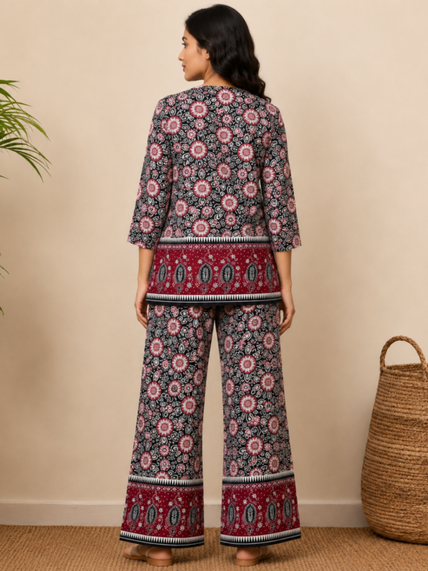 Women's Floral Printed Kurti Palazzo Co-Ord Set | Stylish Ethnic Two Piece Set for Casual & Daily Wear