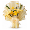 Handmade Pipe Cleaner Lily & Daisy Bouquet | Artificial Forever Flower Bouquet with Premium Cream Wrapping | Home Decor & Gift