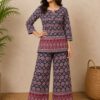 Women's Printed Kurti Palazzo Co-Ord Set | Ethnic Two Piece Casual, Office & Daily Wear Set