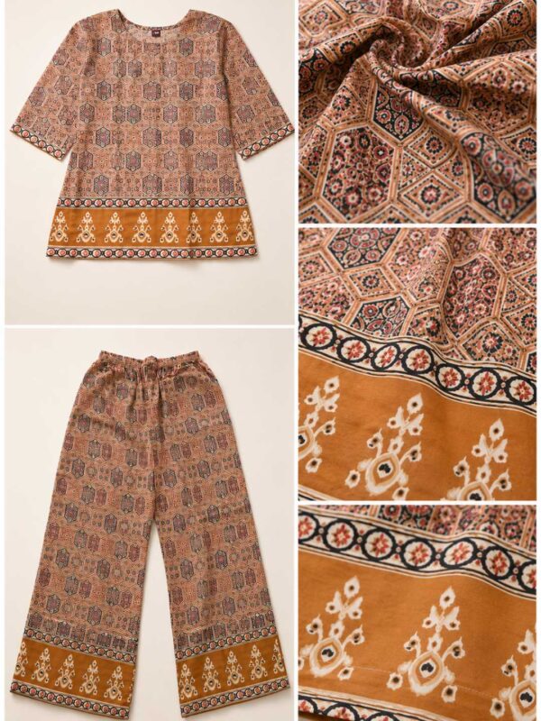 Women's Geometric Printed Kurti Palazzo Co-Ord Set | Ethnic Two Piece Casual Wear
