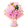 Handmade Pink Lily Flower Bouquet | Friendship Day Forever Flower Gift | Pipe Cleaner Bouquet with Greeting Card