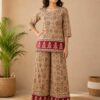 Women's Geometric Printed Kurti Palazzo Co-Ord Set | Ethnic Two Piece Casual Wear