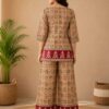 Women's Geometric Printed Kurti Palazzo Co-Ord Set | Ethnic Two Piece Casual Wear