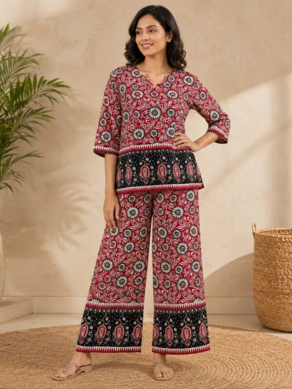 Women's Floral Printed Kurti Palazzo Co-Ord Set | Stylish Ethnic Two Piece Set for Casual & Daily Wear