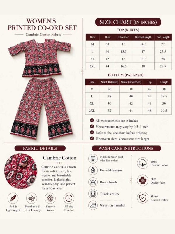 Women's Floral Printed Kurti Palazzo Co-Ord Set | Stylish Ethnic Two Piece Set for Casual & Daily Wear