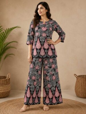 Women's Printed Kurti Palazzo Co-Ord Set | Ethnic Co-Ord Set for Casual & Daily Wear