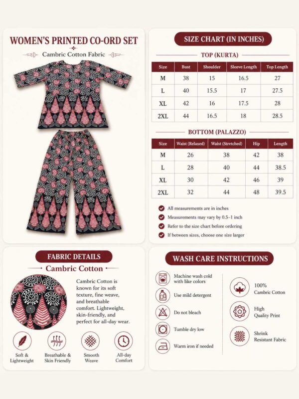 Women's Printed Kurti Palazzo Co-Ord Set | Ethnic Co-Ord Set for Casual & Daily Wear