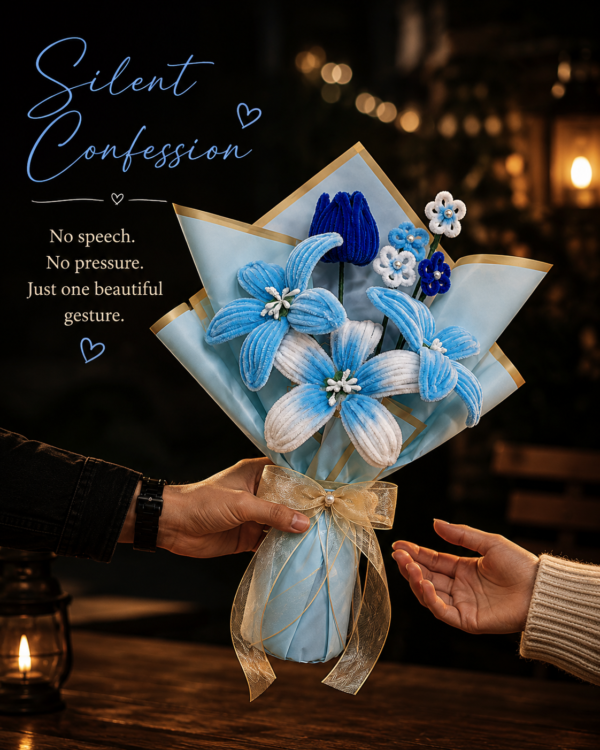 Handmade Blue Pipe Cleaner Flower Bouquet | DIY Chenille Flower Bouquet Gift for Birthday, Anniversary & Special Occasions