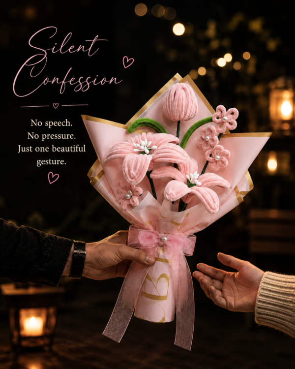 Handmade Pink Pipe Cleaner Flower Bouquet | Chenille Flower Bouquet Gift for Birthday, Anniversary & Special Occasions
