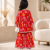 Girls Floral Printed Embroidered Gharara Set | Kids Ethnic Kurti with Gharara Palazzo Set | Festive Party Wear