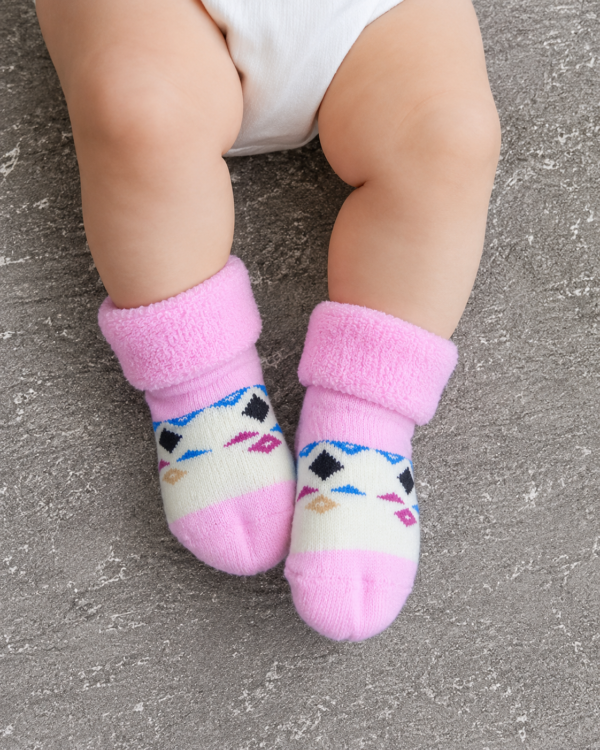 Pack of 4 Baby Winter Fleece Socks | Soft Warm Anti-Slip Cartoon Infant Socks for Boys & Girls