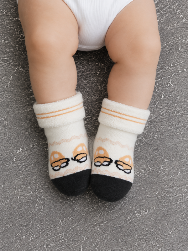 Pack of 4 Baby Winter Fleece Socks | Soft Warm Anti-Slip Cartoon Infant Socks for Boys & Girls